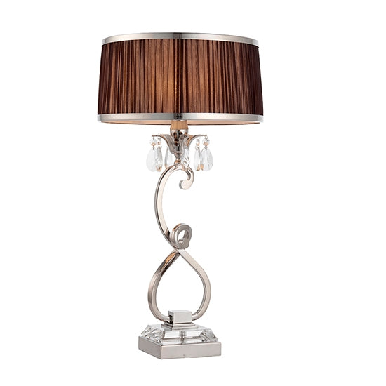 Oksana Medium Chocolate Shade Table Lamp In Polished Nickel