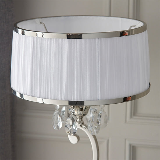 Oksana Medium White Shade Table Lamp In Polished Nickel