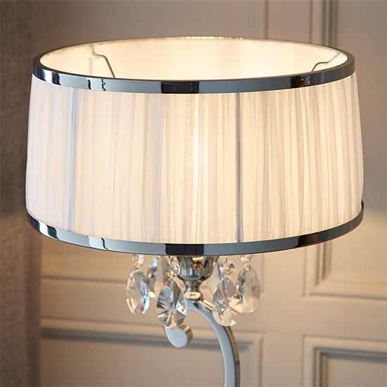 Oksana Medium White Shade Table Lamp In Polished Nickel