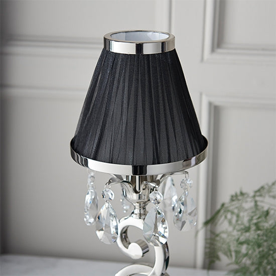 Oksana Small Black Shade Table Lamp In Polished Nickel