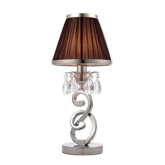 Oksana Small Black Shade Table Lamp In Polished Nickel