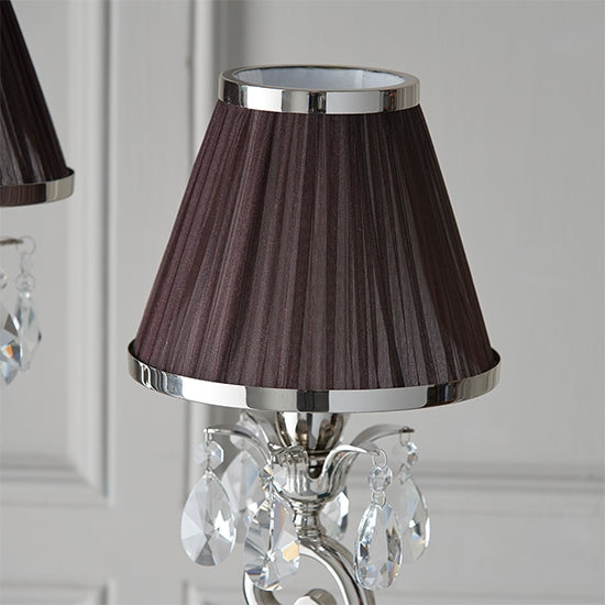 Oksana Twin Chocolate Shade Table Lamp In Polished Nickel