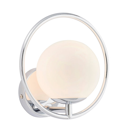 Orb Opal Spherical Glass Shade Wall Light In Chrome