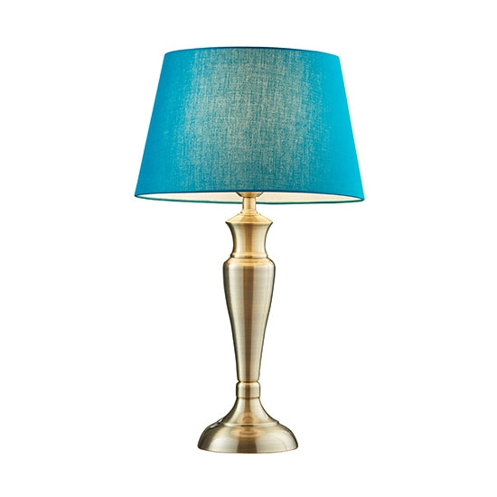 Oslo And Evie Large Green Shade Table Lamp In Antique Brass