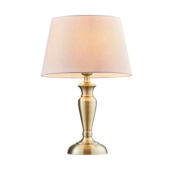 Oslo And Evie Small Pink Shade Table Lamp In Antique Brass