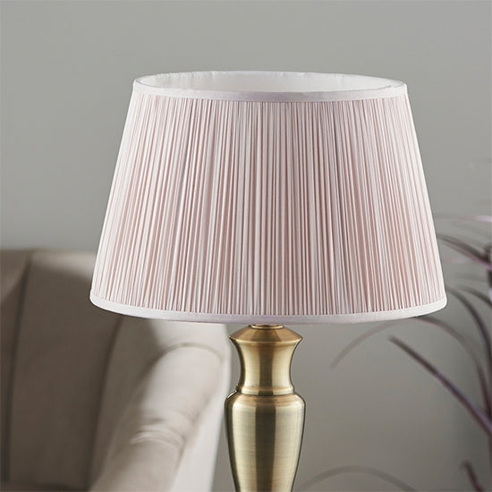 Oslo And Freya Large Dusky Pink Shade Table Lamp In Antique Brass