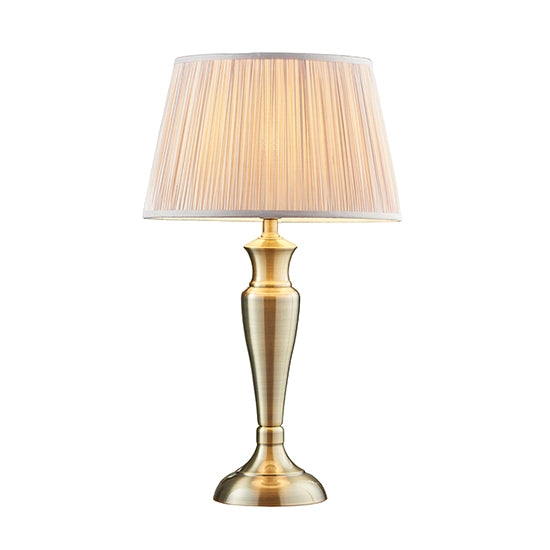 Oslo And Freya Large Dusky Pink Shade Table Lamp In Antique Brass