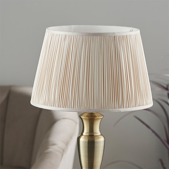 Oslo And Freya Large Oyster Shade Table Lamp In Antique Brass