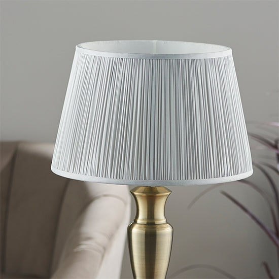 Oslo And Freya Large Silver Shade Table Lamp In Antique Brass