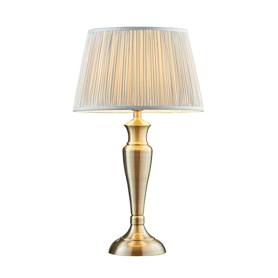 Oslo And Freya Large Silver Shade Table Lamp In Antique Brass