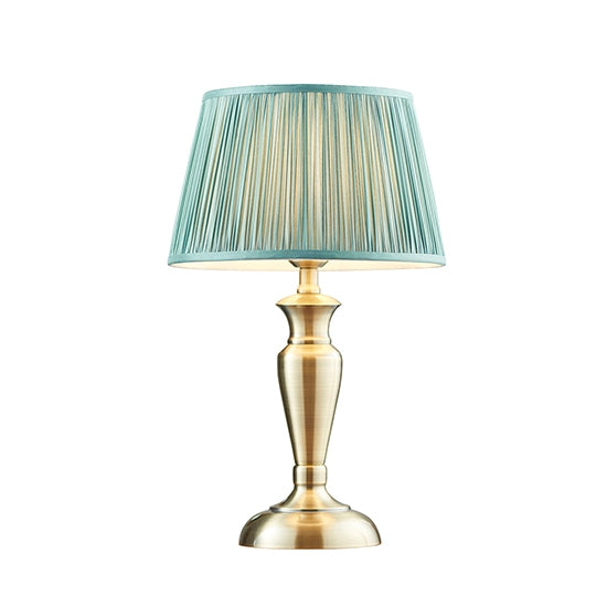 Oslo And Freya Medium Fir Shade Table Lamp In Antique Brass