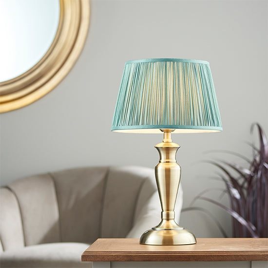 Oslo And Freya Medium Fir Shade Table Lamp In Antique Brass