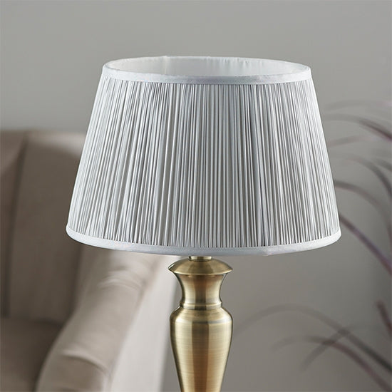 Oslo And Freya Medium Silver Shade Table Lamp In Antique Brass