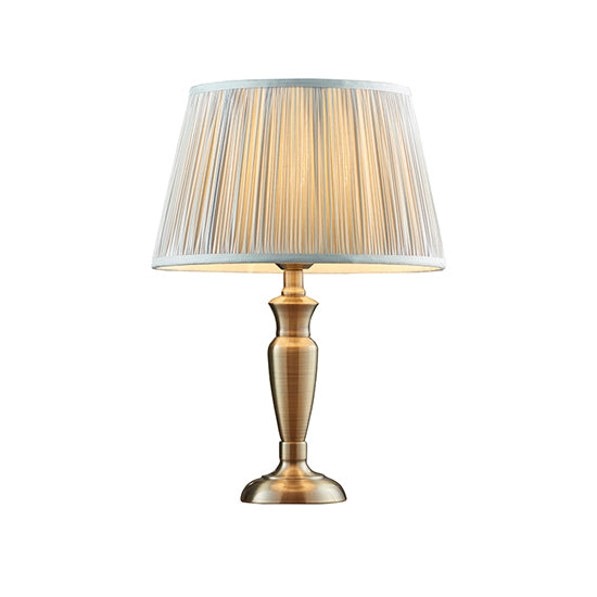 Oslo And Freya Small Silver Shade Table Lamp In Antique Brass