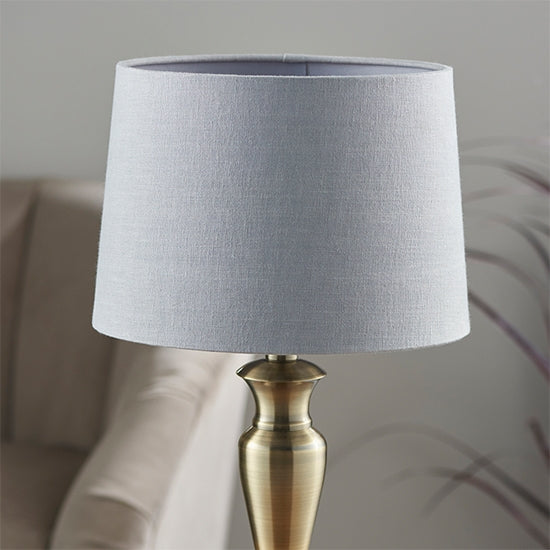 Oslo And Mia Charcoal Shade Table Lamp In Antique Brass