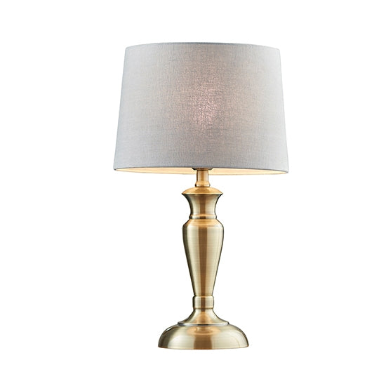 Oslo And Mia Charcoal Shade Table Lamp In Antique Brass