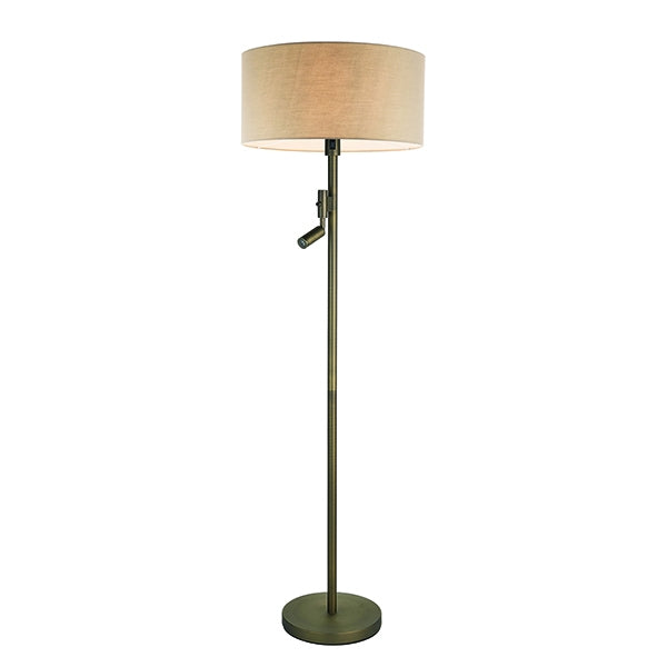 Owen 2 Lights Taupe Cylinder Shade Reader Floor Lamp In Dark Bronze