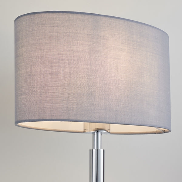 Owen Grey Ellipse Shade Table Lamp With USB In Polished Chrome