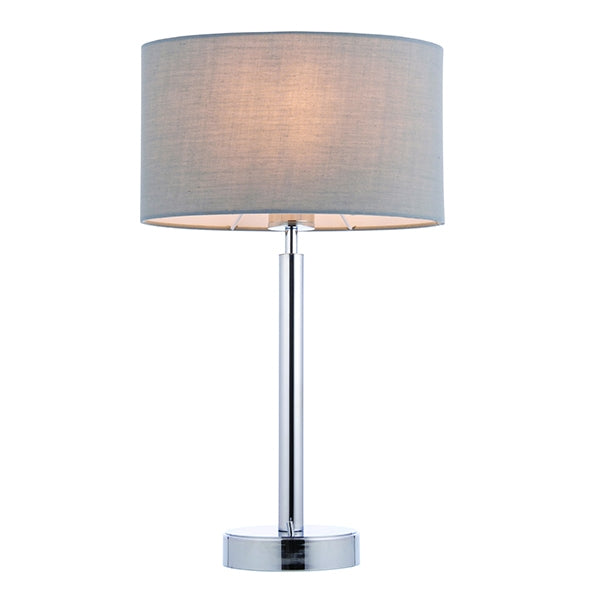 Owen Grey Ellipse Shade Table Lamp With USB In Polished Chrome