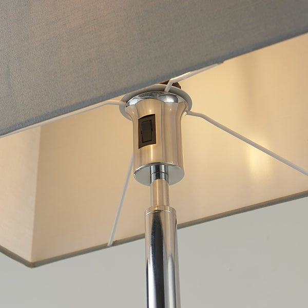 Owen Rectangular Grey Shade Floor Lamp In Polished Chrome