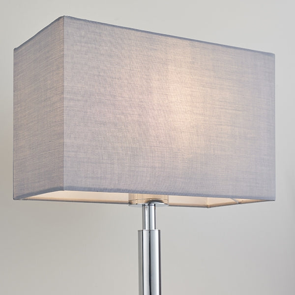 Owen Rectangular Grey Shade Table Lamp With USB In Polished Chrome