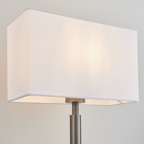 Owen Rectangular White Shade Table Lamp With USB In Dark Bronze