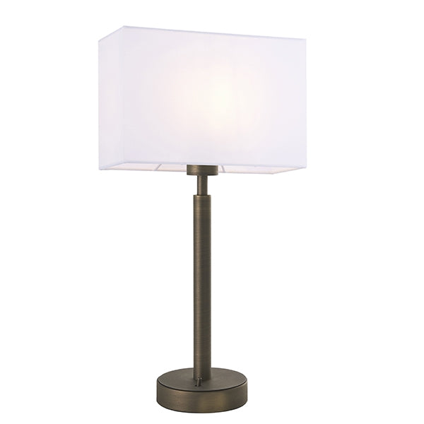 Owen Rectangular White Shade Table Lamp With USB In Dark Bronze