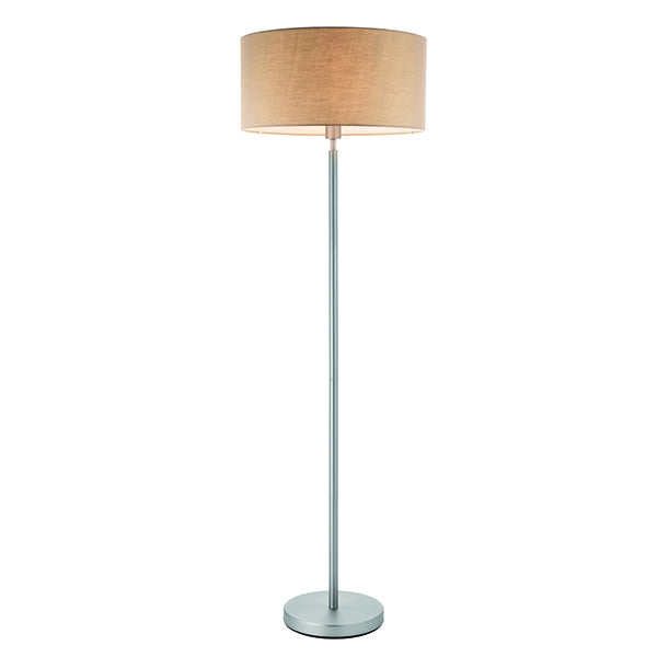 Owen Taupe Cylinder Shade Floor Lamp In Matt Nickel