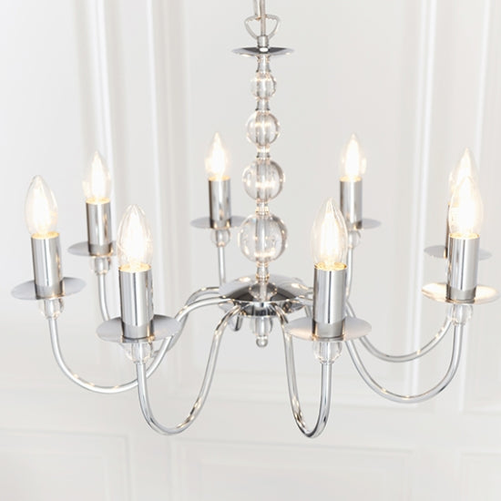 Parkstone 8 Lights Clear Glass Ceiling Pendant Light In Chrome