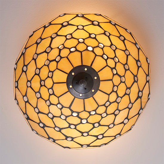 Pearl Medium 2 Lights Flush Ceiling Light In Tiffany Glass