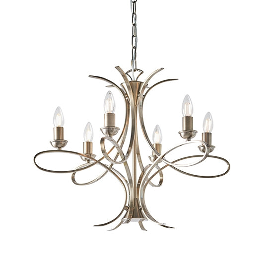 Penn 6 Candle Lamps Semi Flush Ceiling Light In Brushed Brass