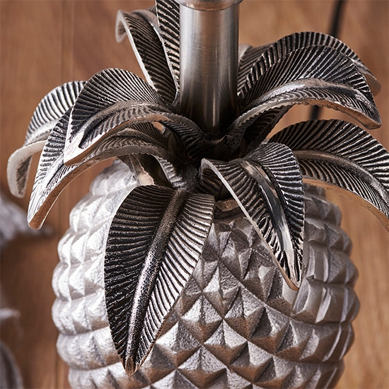 Pineapple And Freya Oyster Shade Table Lamp In Pewter Effect