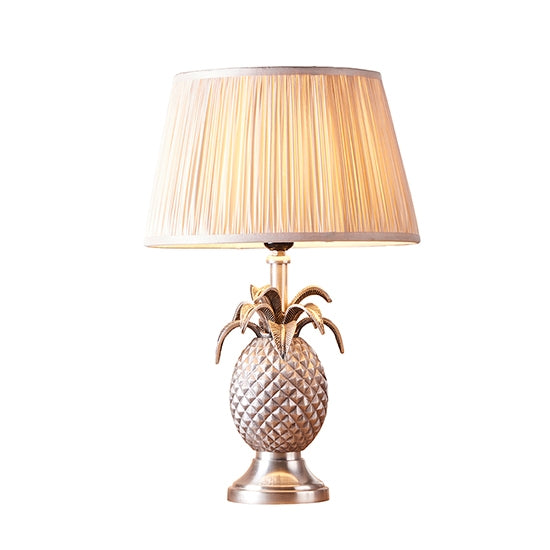 Pineapple And Freya Oyster Shade Table Lamp In Pewter Effect