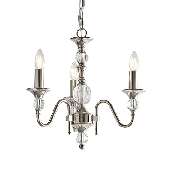 Polina 3 Lights Clear Crystal Ceiling Pendant Light In Polished Nickel