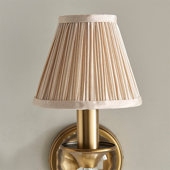 Polina Single Beige Shade Wall Light In Antique Brass