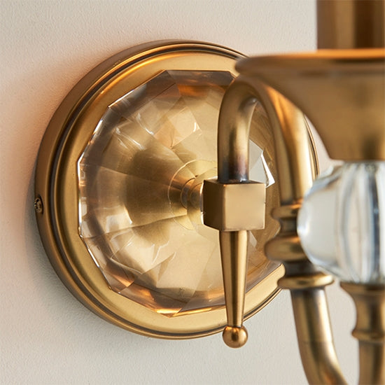 Polina Single Beige Shade Wall Light In Antique Brass