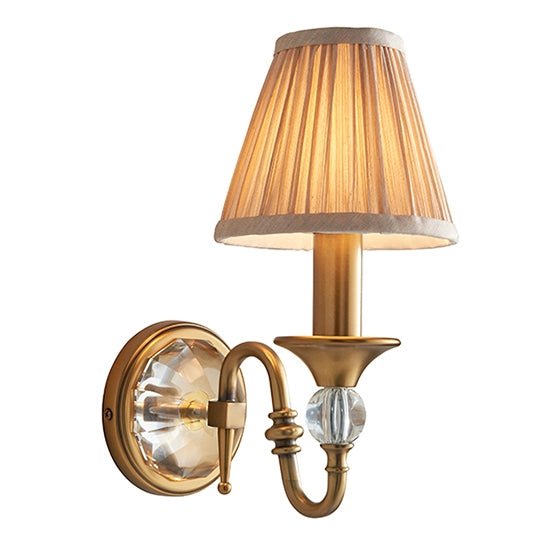 Polina Single Beige Shade Wall Light In Antique Brass