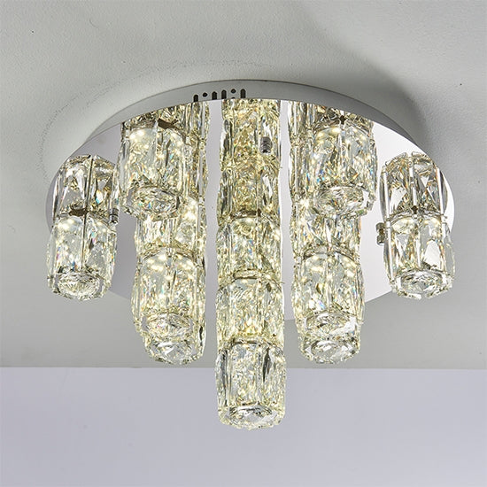 Prisma 15 Lights Flush Ceiling Light In Polished Chrome