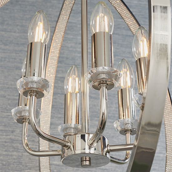 Ritz 6 Lights Ceiling Pendant Light In Bright Nickel