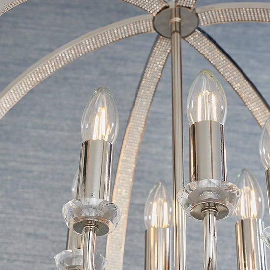 Ritz 6 Lights Ceiling Pendant Light In Bright Nickel