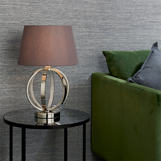 Ritz And Evie Charcoal Shade Table Lamp In Bright Nickel