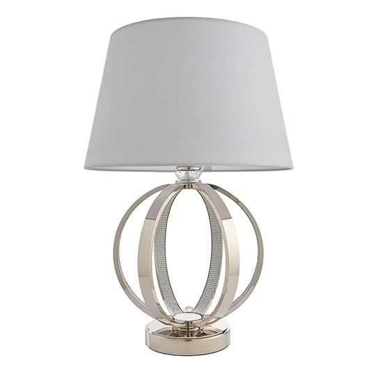 Ritz And Evie Grey Shade Table Lamp In Bright Nickel