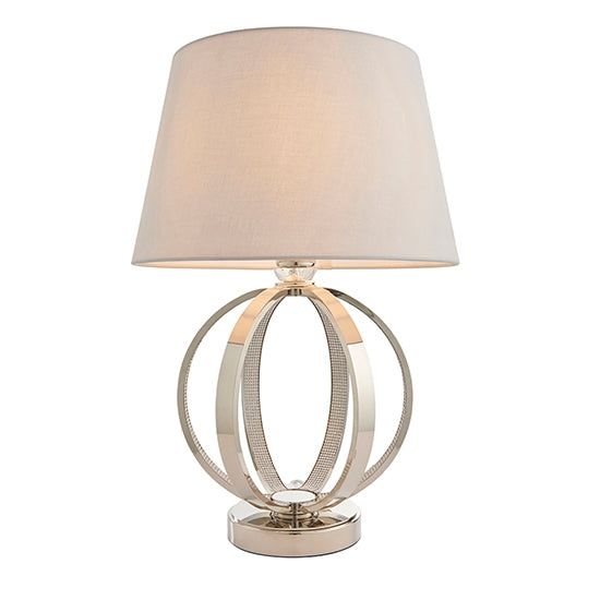 Ritz And Evie Grey Shade Table Lamp In Bright Nickel