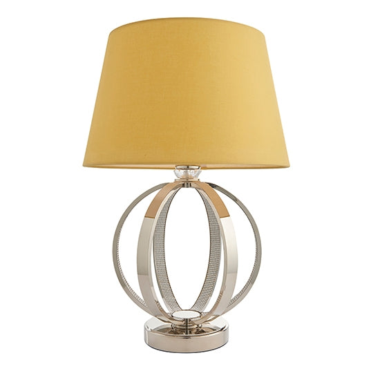 Ritz And Evie Yellow Shade Table Lamp In Bright Nickel