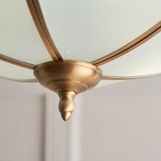 Russell 8 Lights Frosted Glass Semi Flush Ceiling Light In Antique Brass