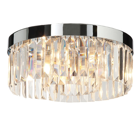 Shimmer Clear Crystal 5 Lights Flush Ceiling Light In Chrome