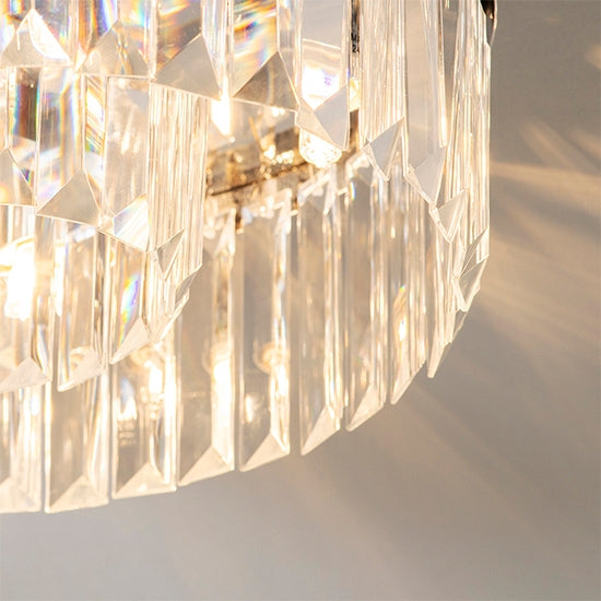 Shimmer Clear Crystal 5 Lights Flush Ceiling Light In Chrome