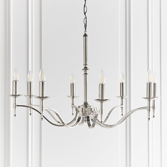 Stanford 8 Candle Lamps Ceiling Pendant Light In Polished Nickel