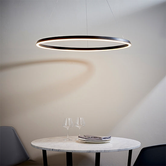 Staten LED Ceiling Pendant Light In Matt Black With White Diffuser