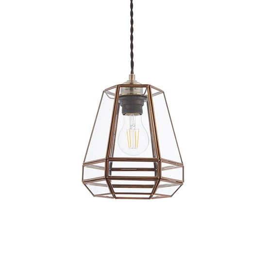 Stockheld Clear Glass Ceiling Pendant Light In Antique Solid Brass